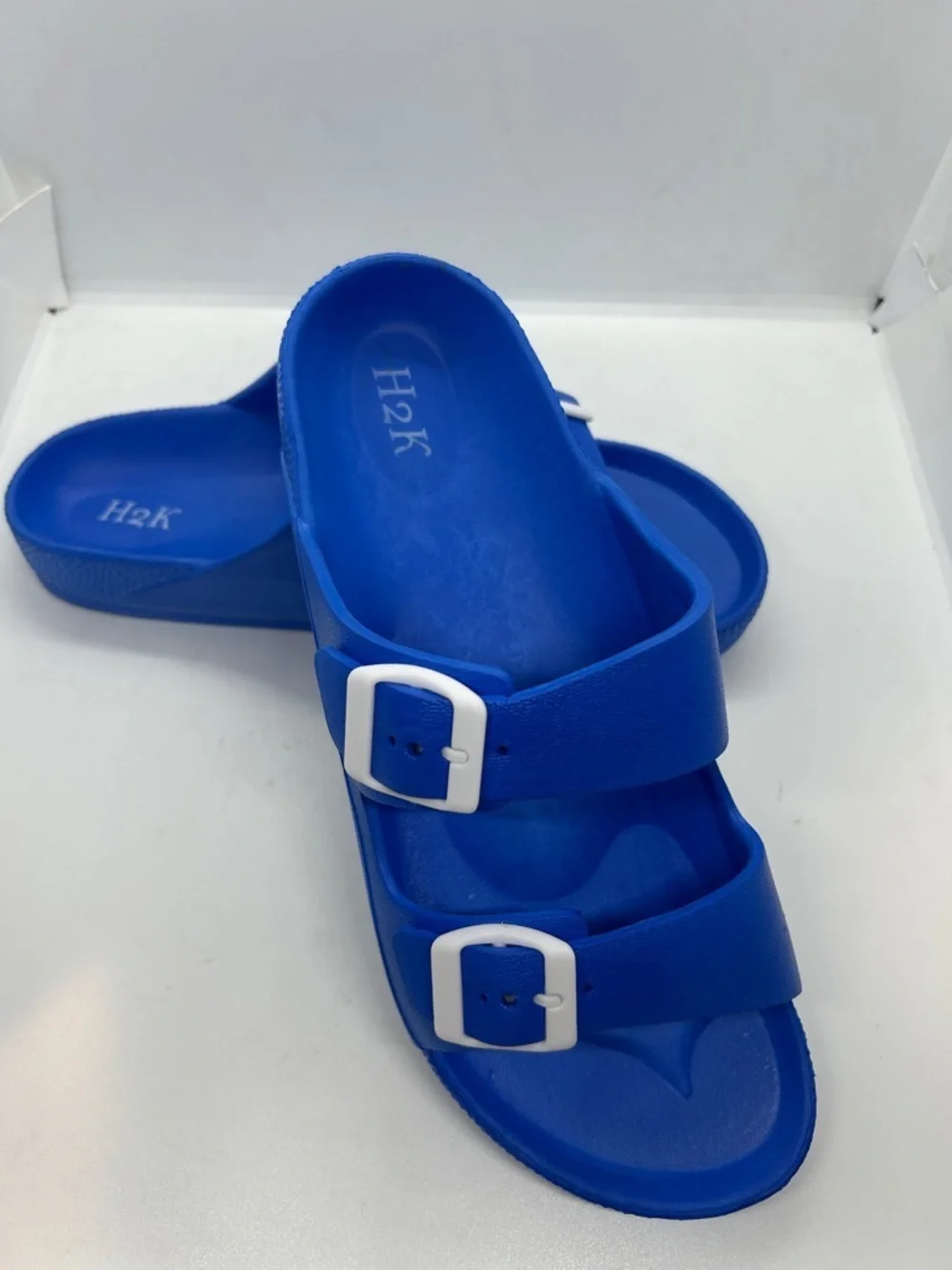 Blue H2K Men’s Lightweight Soft Slides Adjustable Sandals Buddy Size 12 NWOT